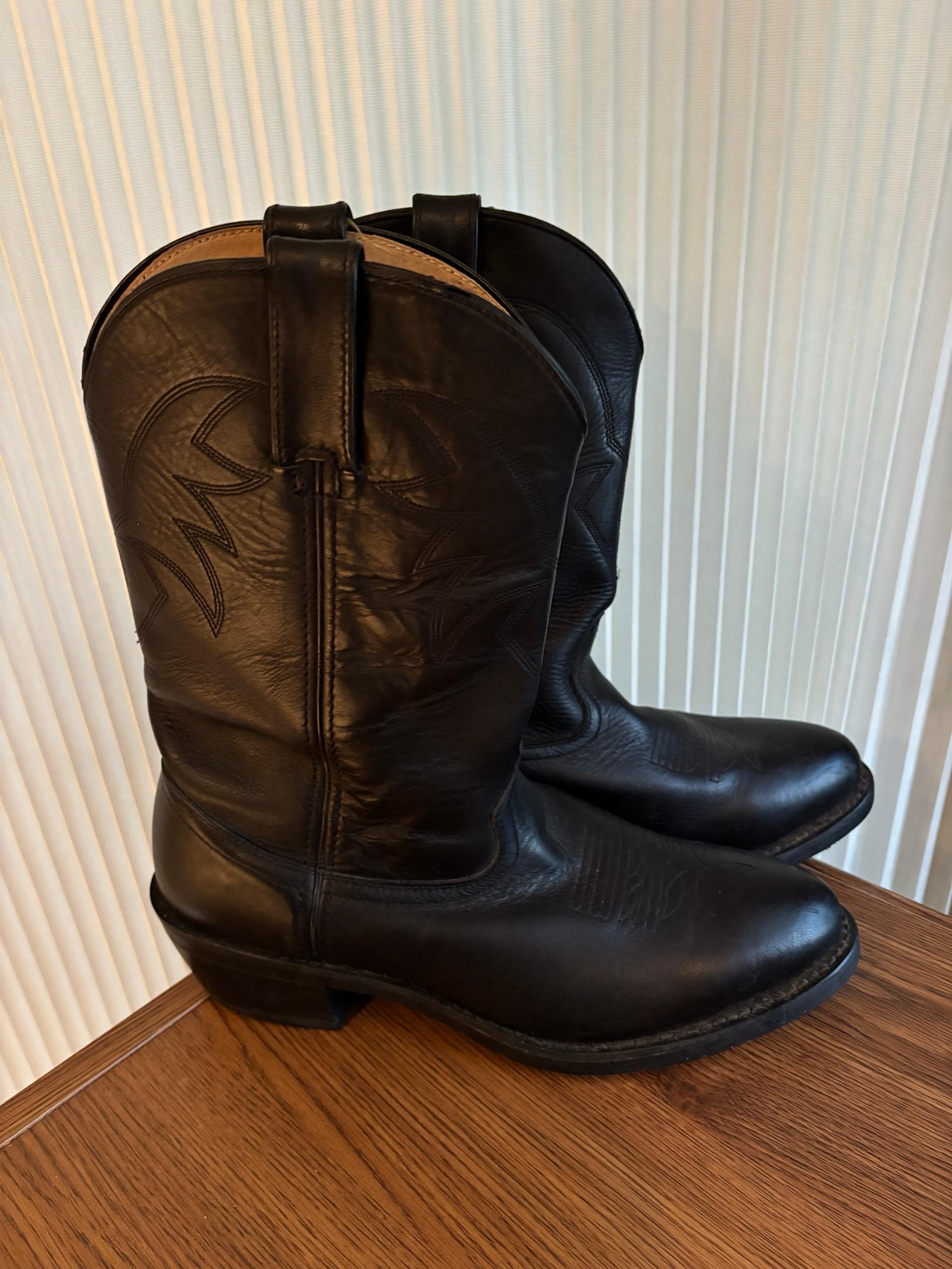 Men's Durango Black Leather Western Cowboy Boots Size 10 EE