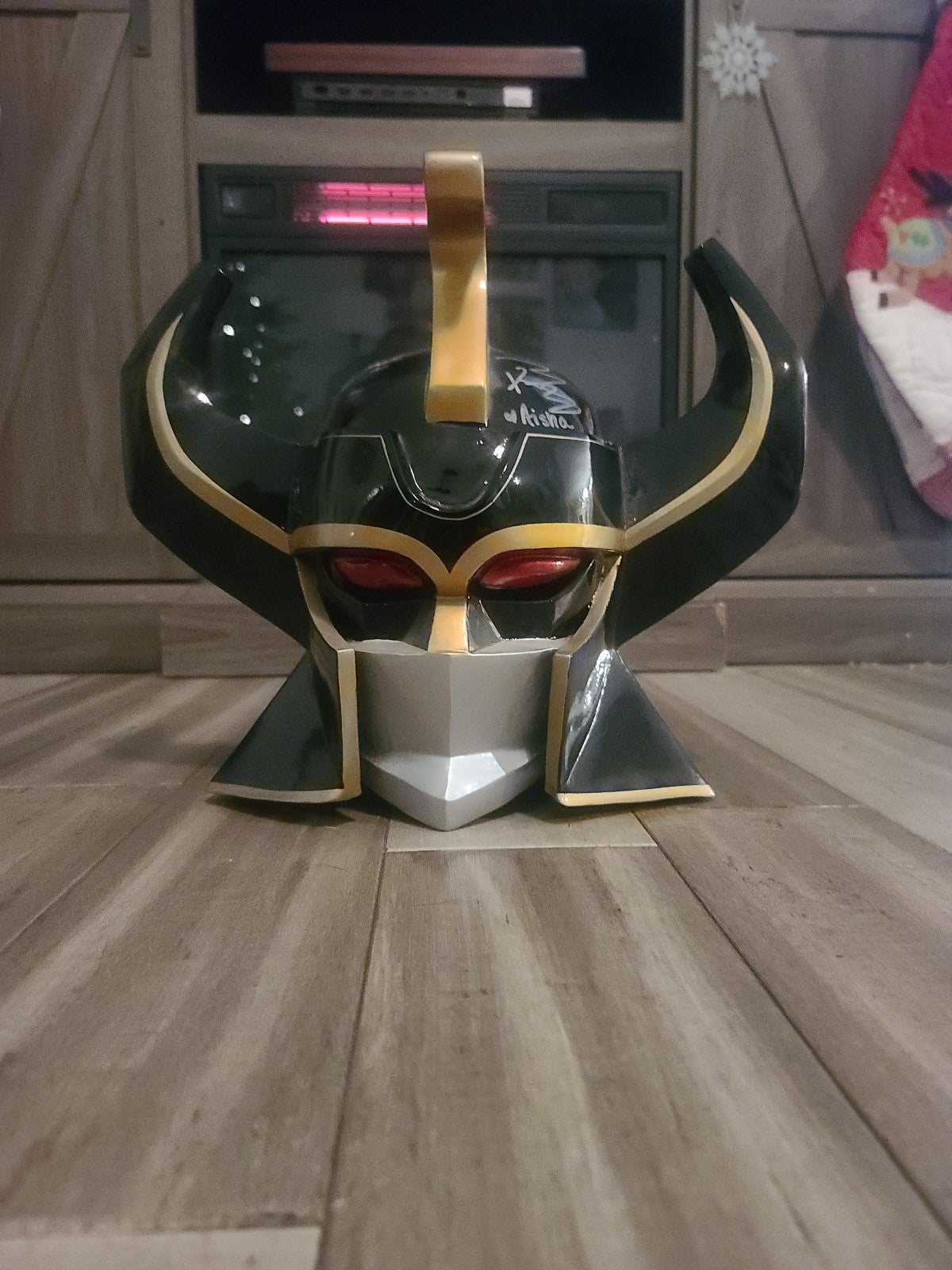 Power Rangers Black Megazord Helmet Signed Cosplay
