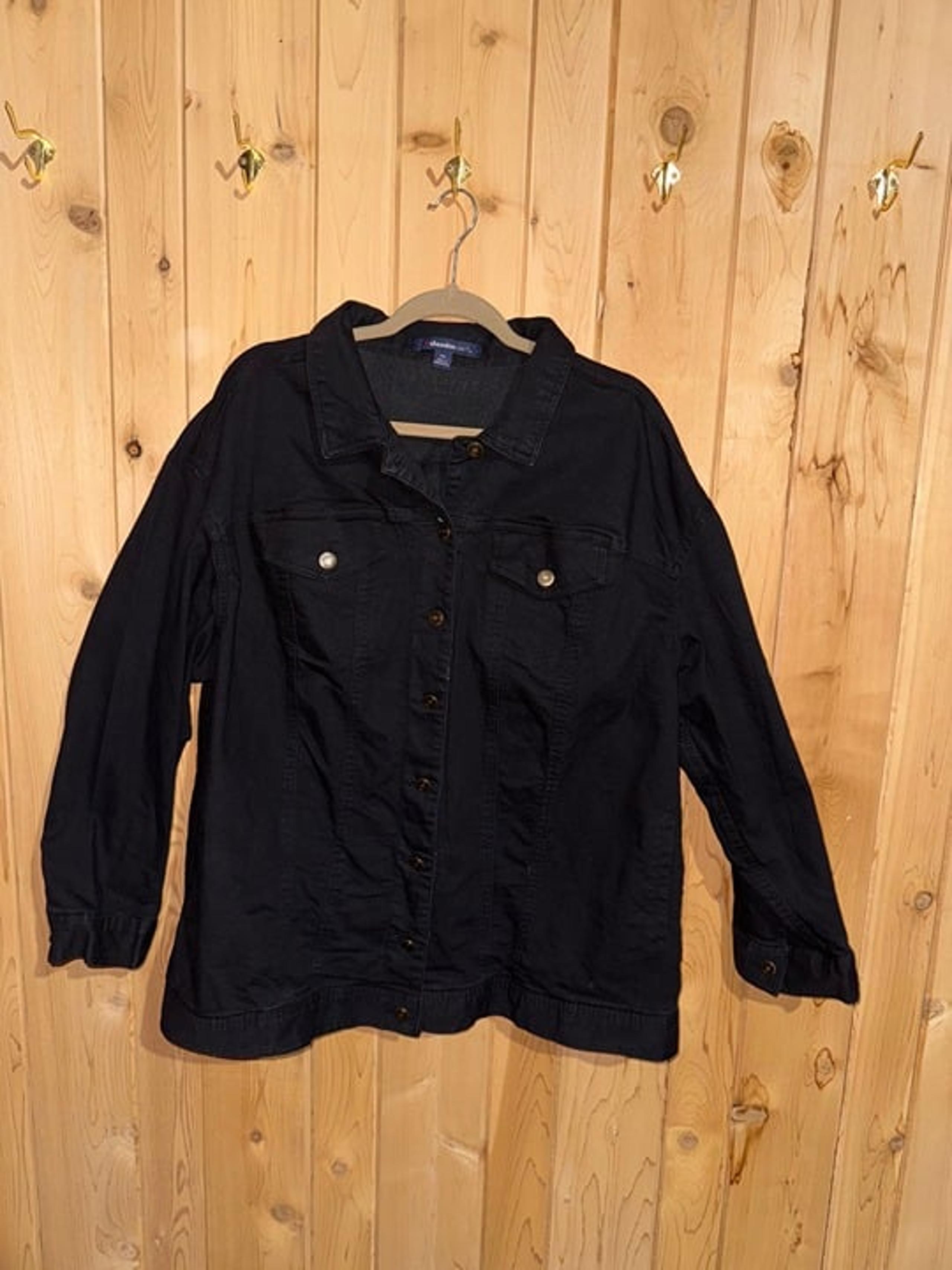18W Black Denim Jacket - Denim 24/7