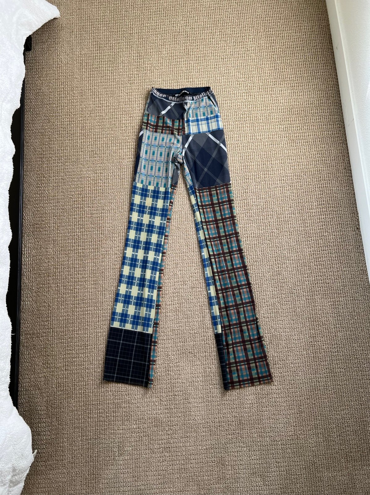 ottolinger blue check mesh pants
