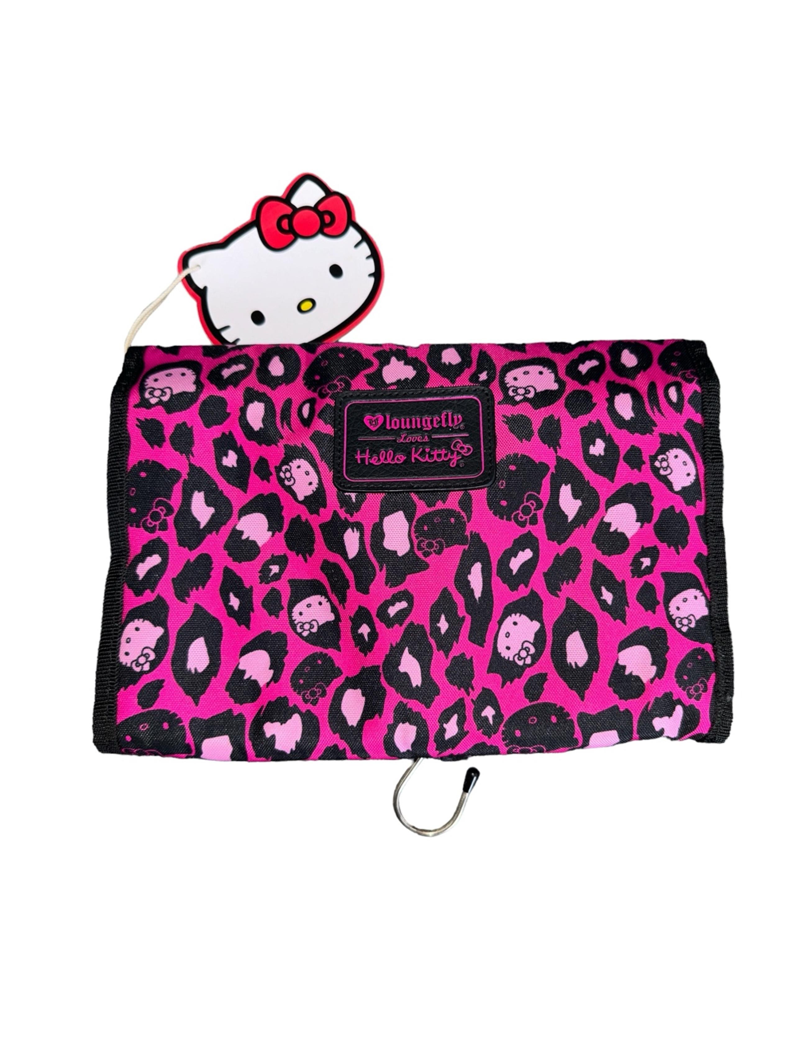 NWT Loungefly x Hello Kitty Pink/Black Animal Print Hanging Toiletry Travel Bag