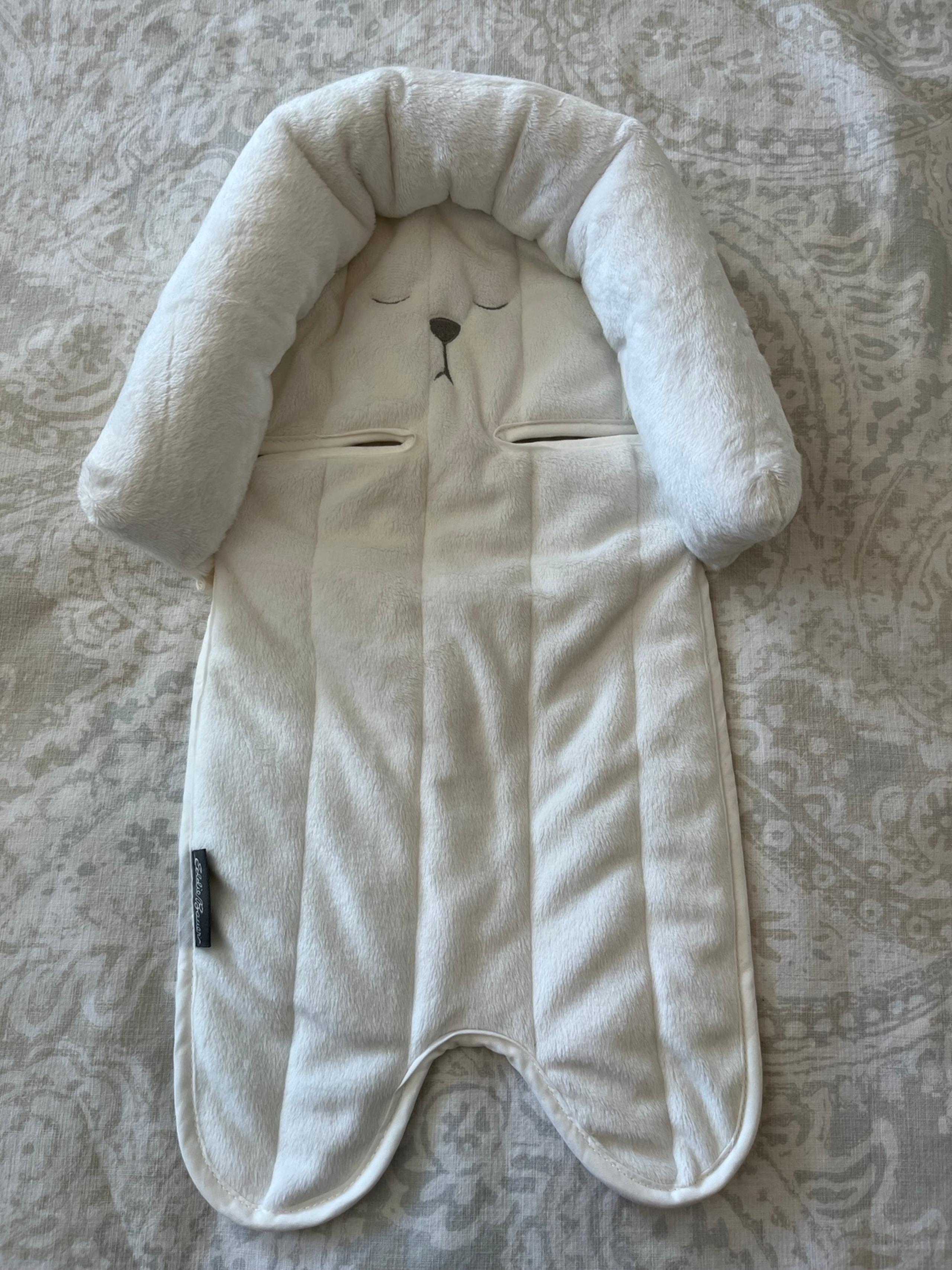 LN! Eddie Bauer Super Soft Plush infant car seat insert bear white baby carrier