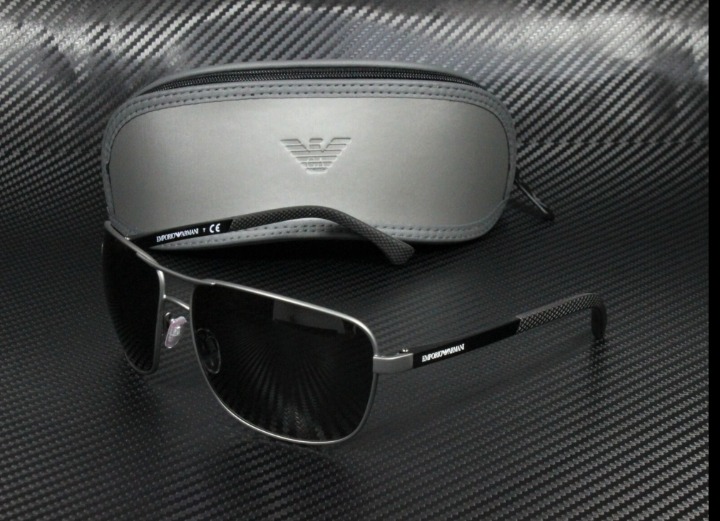 Emporio Armani Men's Gunmetal Rubber Grey 64mm Sunglasses!