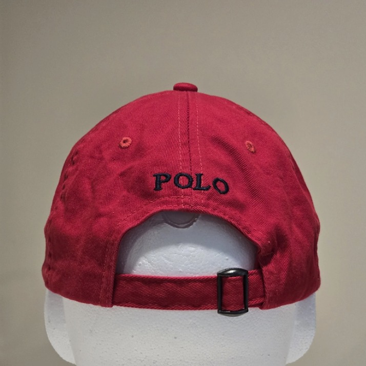 Polo Ralph Lauren Men's OS Cotton Chino Adjustable Baseball Cap Red with Blue
