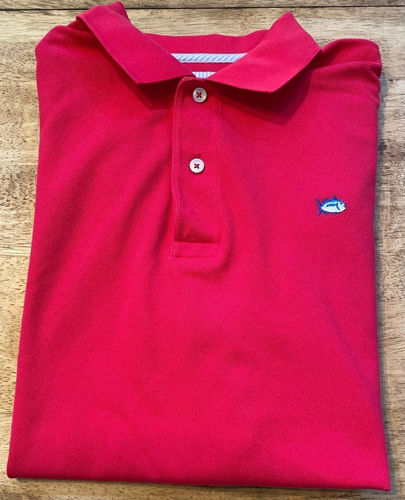 Southern Tide Men’s Size Large Hot Pink Cotton Blend Skipjack Short Sleeve Polo