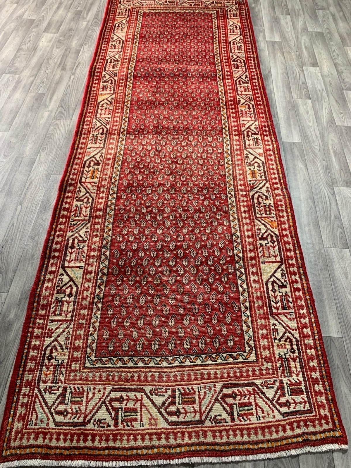 Kurdish handmade wool rug 3’5x9’10