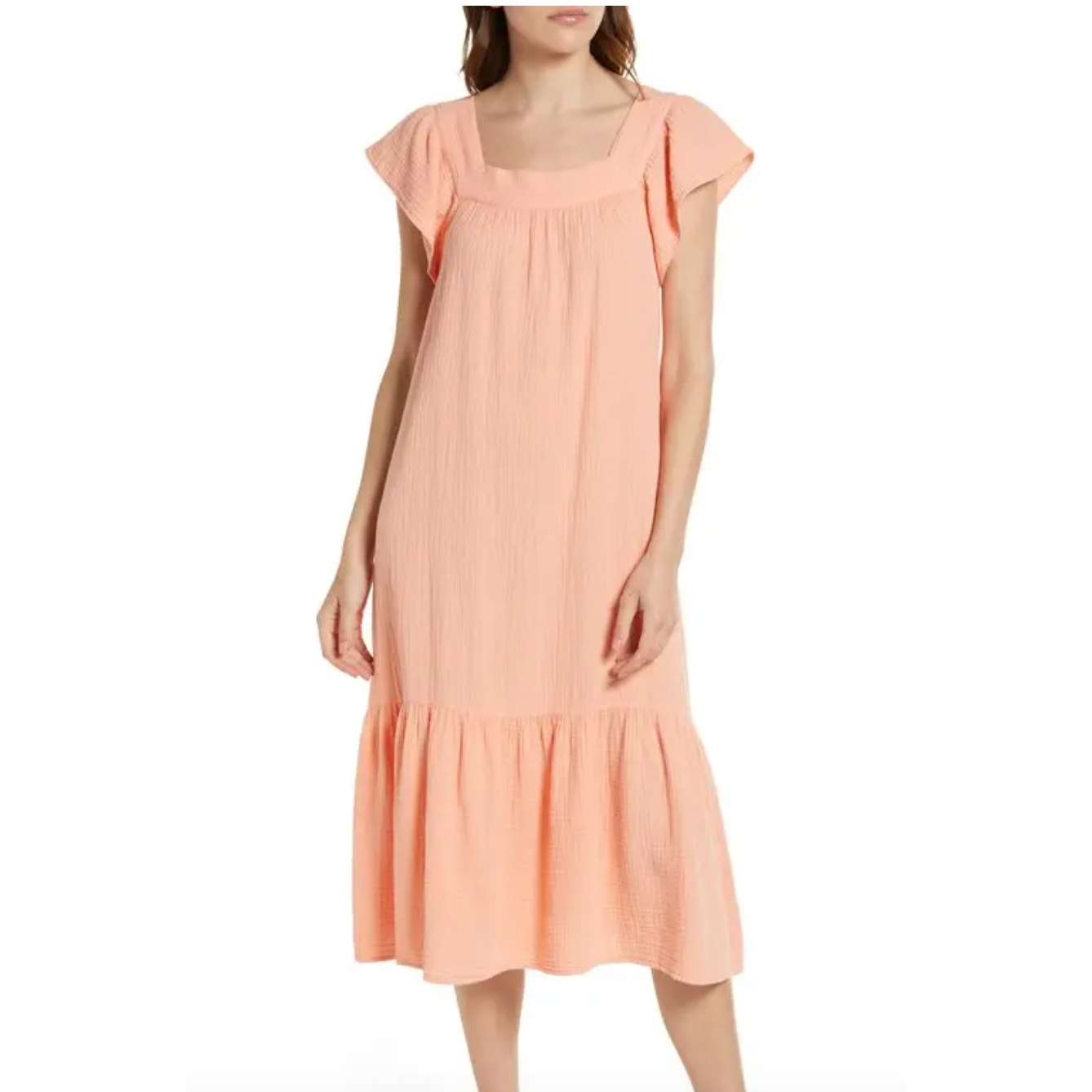 Rails Skylar Cotton Gauze Midi Dress Peach Amber Size Large