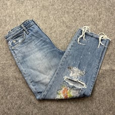 Joe's Jeans Debbie High Rise Straight Crop Women's Sz 28 Embroidered Distressed