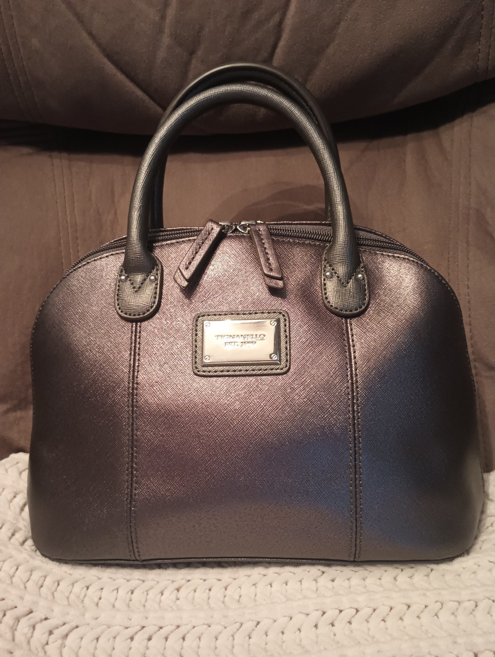 Tignanello Silver Metallic Handbag