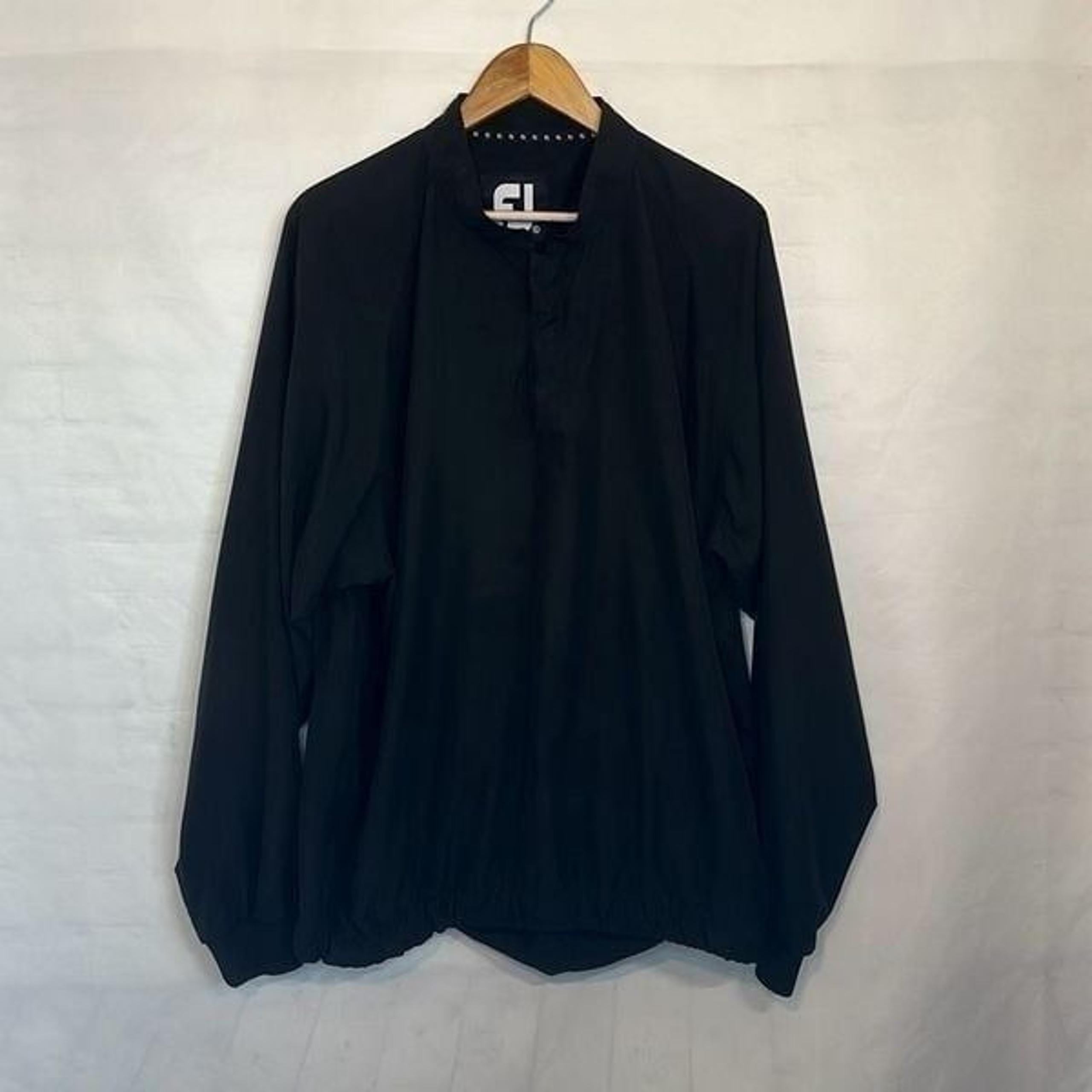 FootJoy Mens L Long Sleeve Golf Shirt Black Golf 1/4 Snap Pullover Jacket