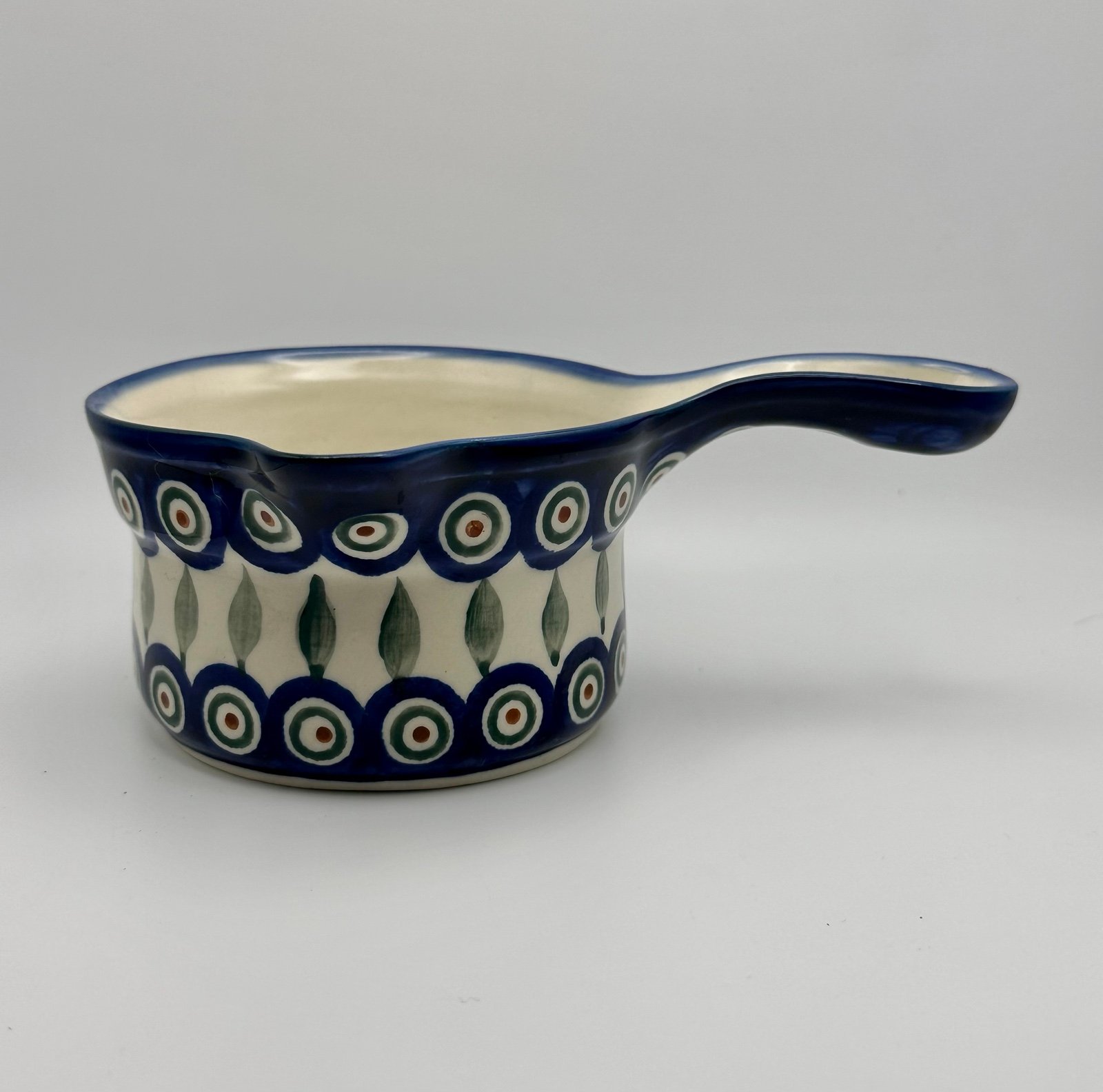 Vintage Gravy Boat Boleslaweic Polish Zaklady Pottery Peacock Leaves
