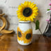 Recycle jar store containers with sunflower motif caddy