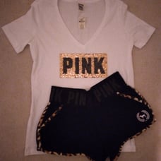 VS PINK shorts & tee outfit-small **LIKE NEW**