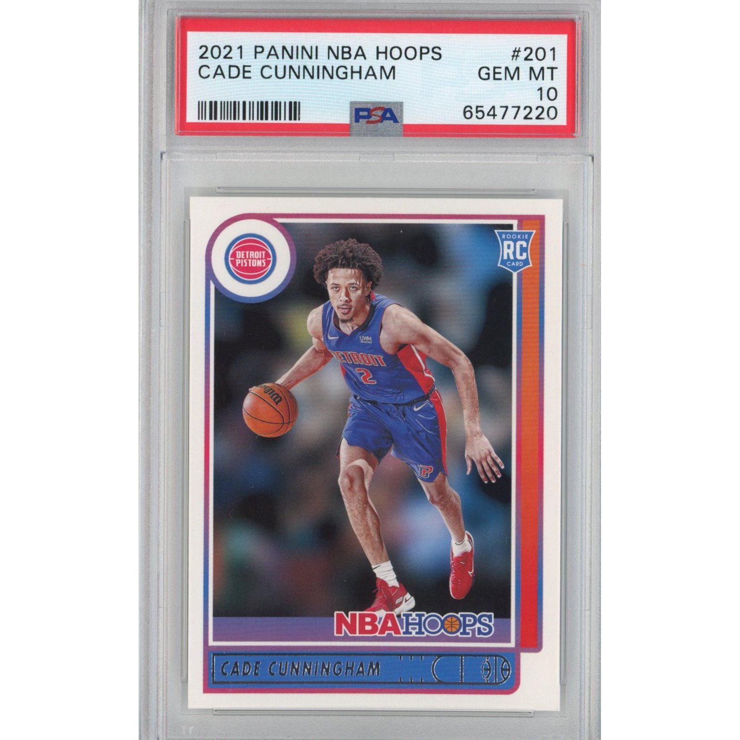 Graded 2021-22 Panini NBA Hoops Cade Cunningham #201 Rookie Card PSA 10