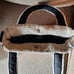 Vintage 1990s Y2K Roxy Black Denim Bag Purse Tote with Sherpa Trim