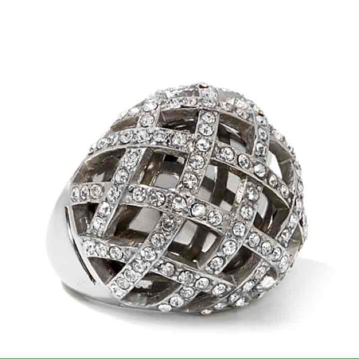 Crystal swirl ring stainless steel sz 7-New in box