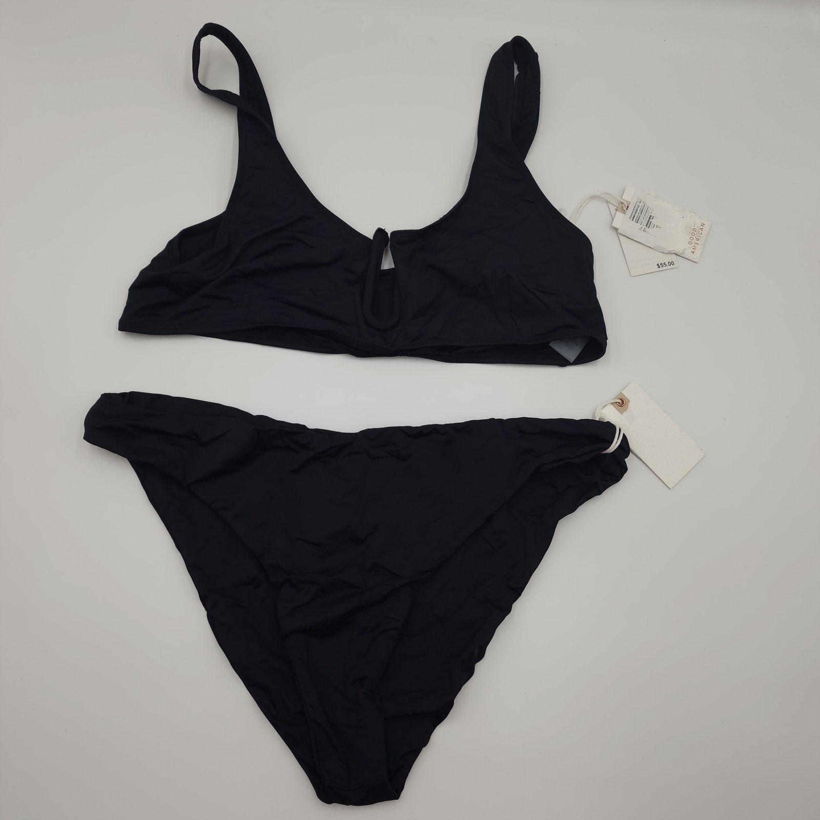 Good American U Ring Vegas Bikini Top and Cheeky Bottom in Black Size 2X