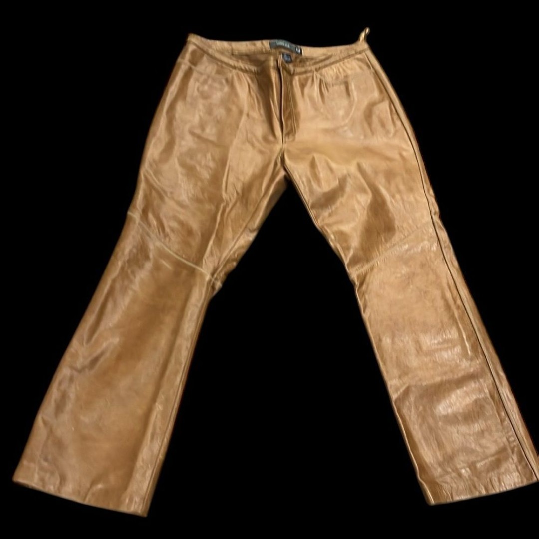 Gap vintage Y2K bootcut genuine leather caramel color size 14