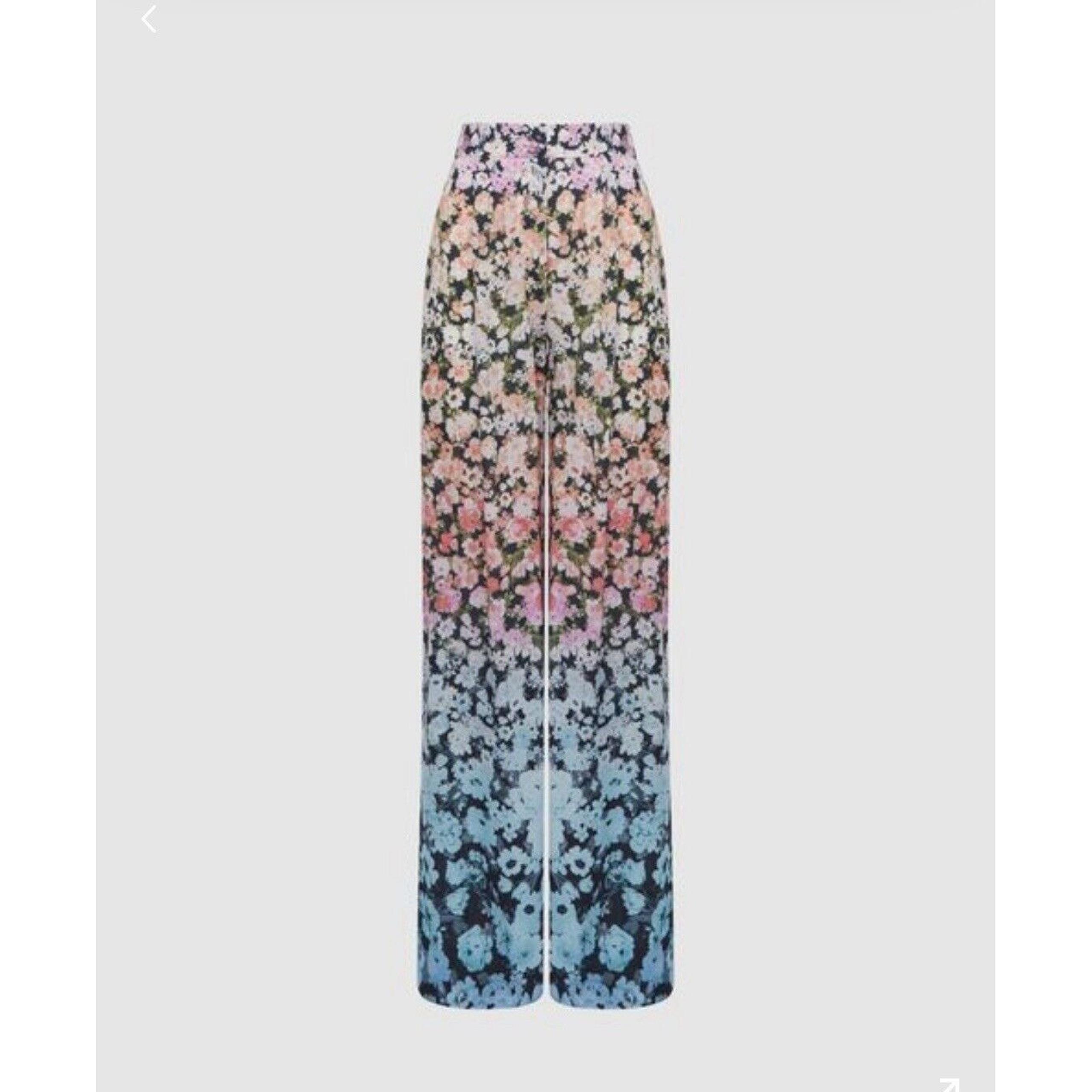 NEW Reiss Serena Floral PRINT WIDE LEG TROUSERS Size 4 Cottage Core