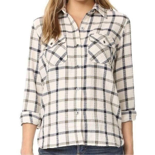 CURRENT/ELLIOT Gable Green Woodland Plaid The Perfect Button Up Shirt-0/XS