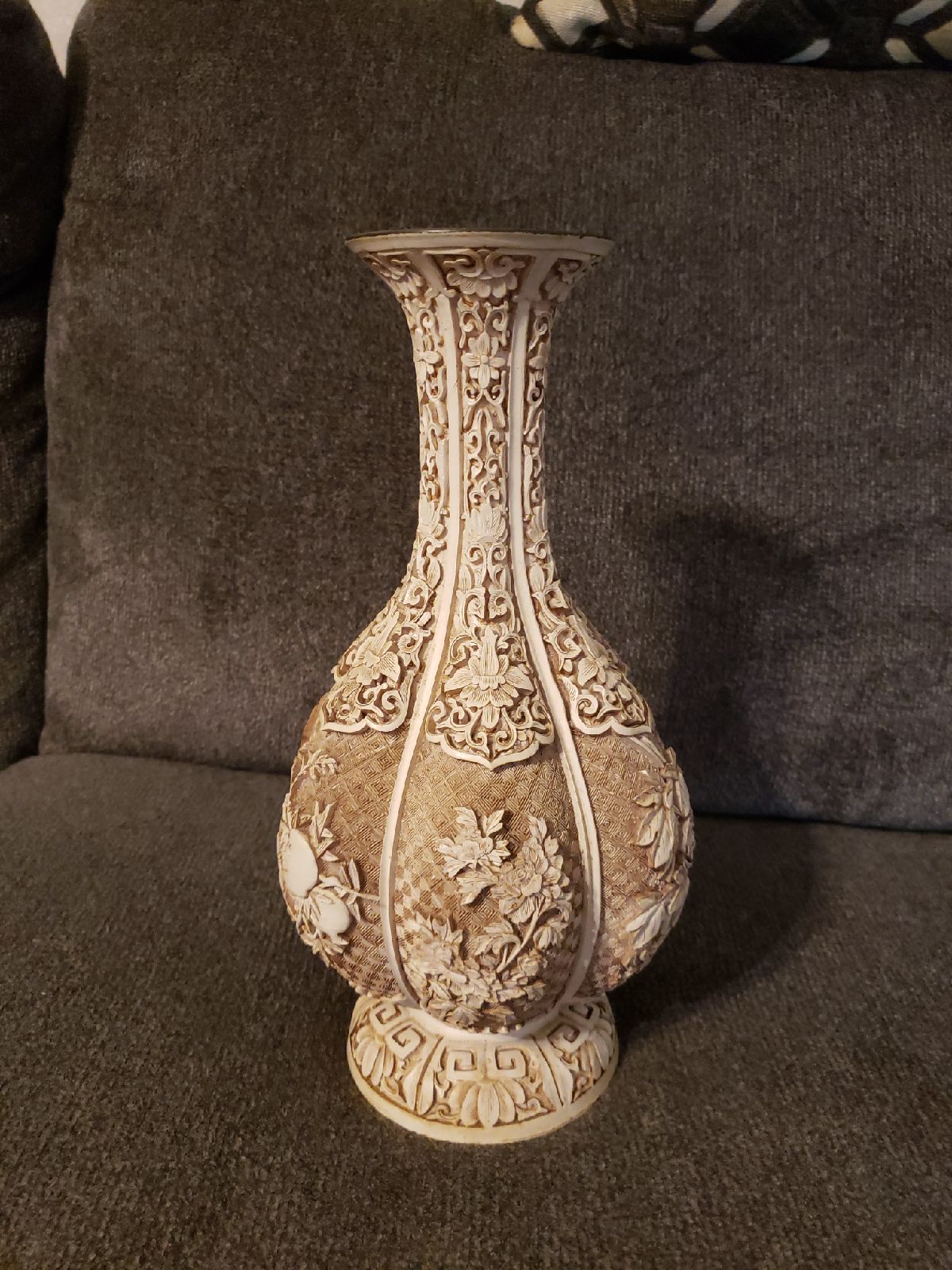 Beautiful ivory over brass vase