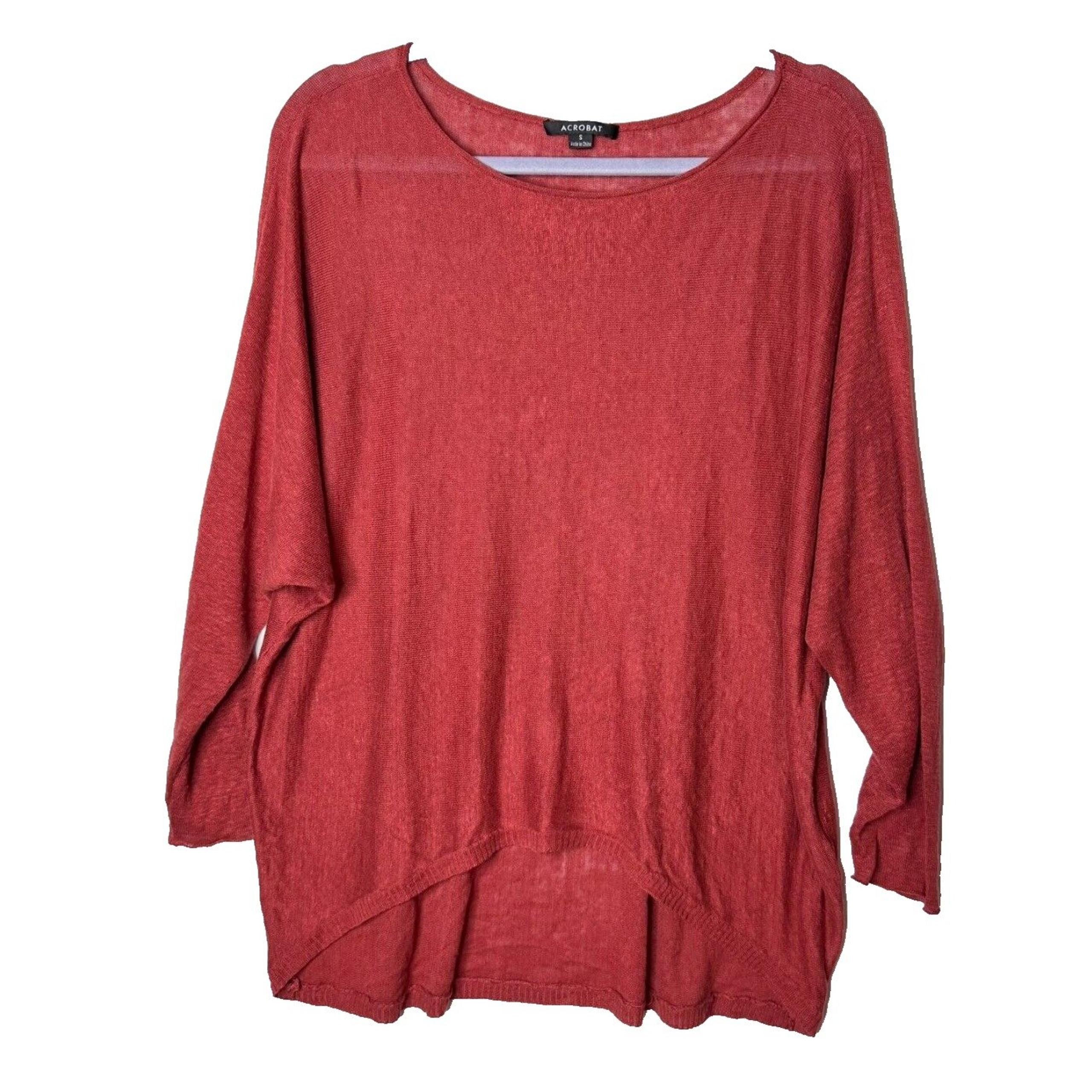 Acrobat Linen Top Sz S Lightweight Summer Knit Lagenlook Minimalist Brick READ