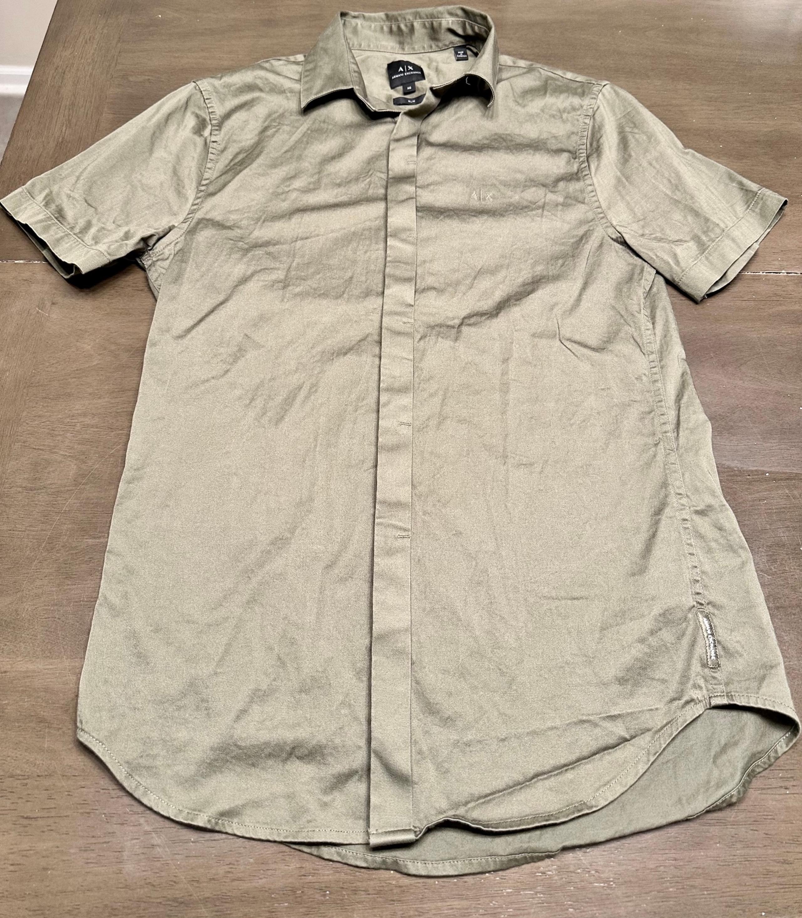 Armani Exchange Green Collared S/S Button-up Shirt Women's Size XS-Slim Fit