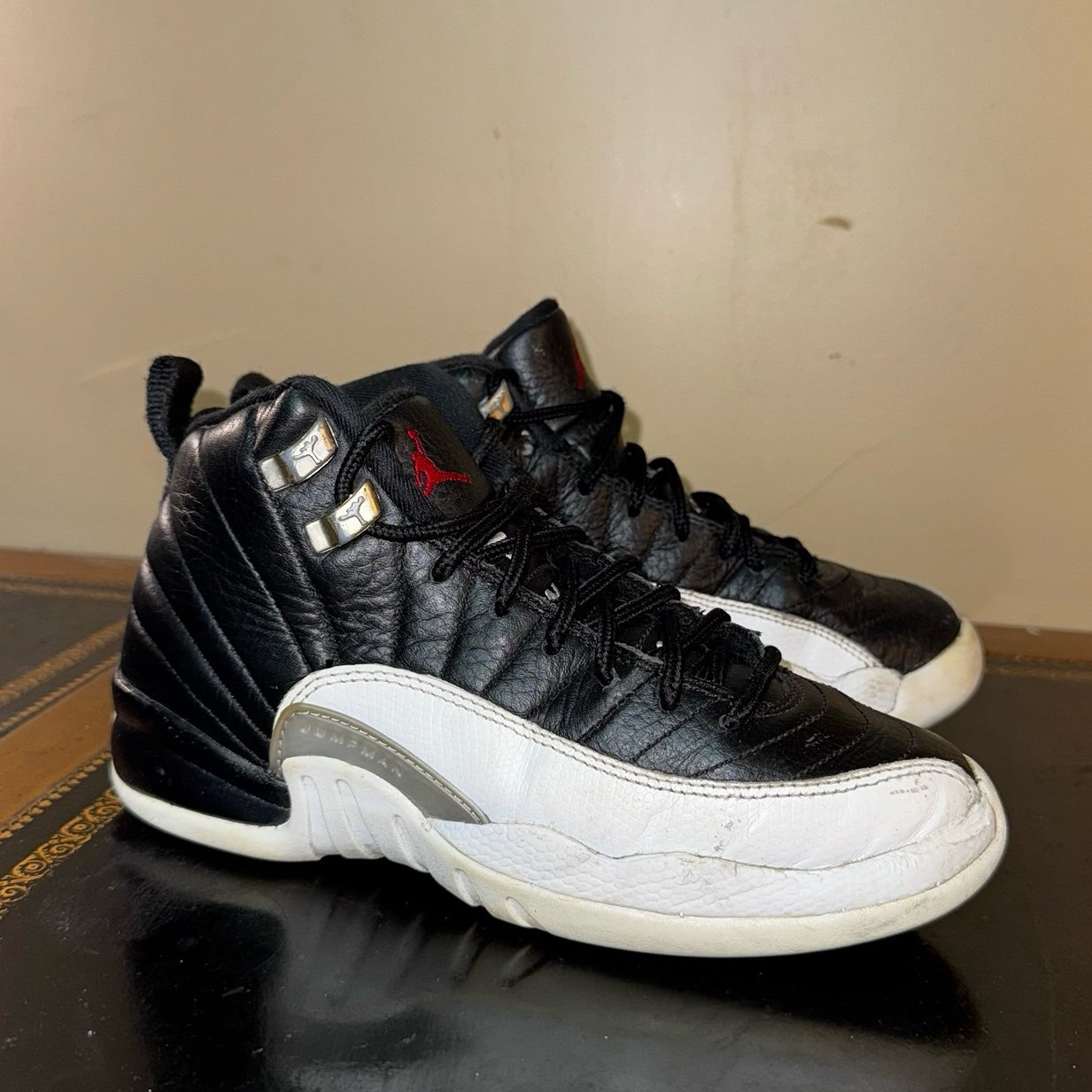 Nike Air Jordan 12 Retro Playoffs Black White 153265-006 Gradeschool Gs Size 4Y