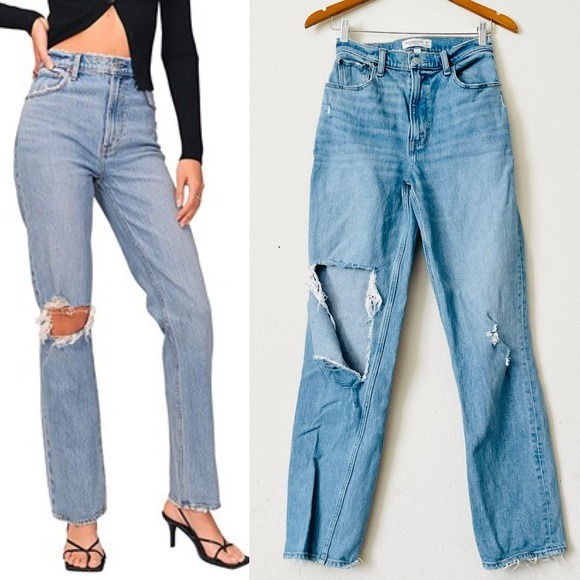 Abercrombie & Fitch SIZE 26 LONG Curve Love The ‘90s Straight Ultra HR Jeans