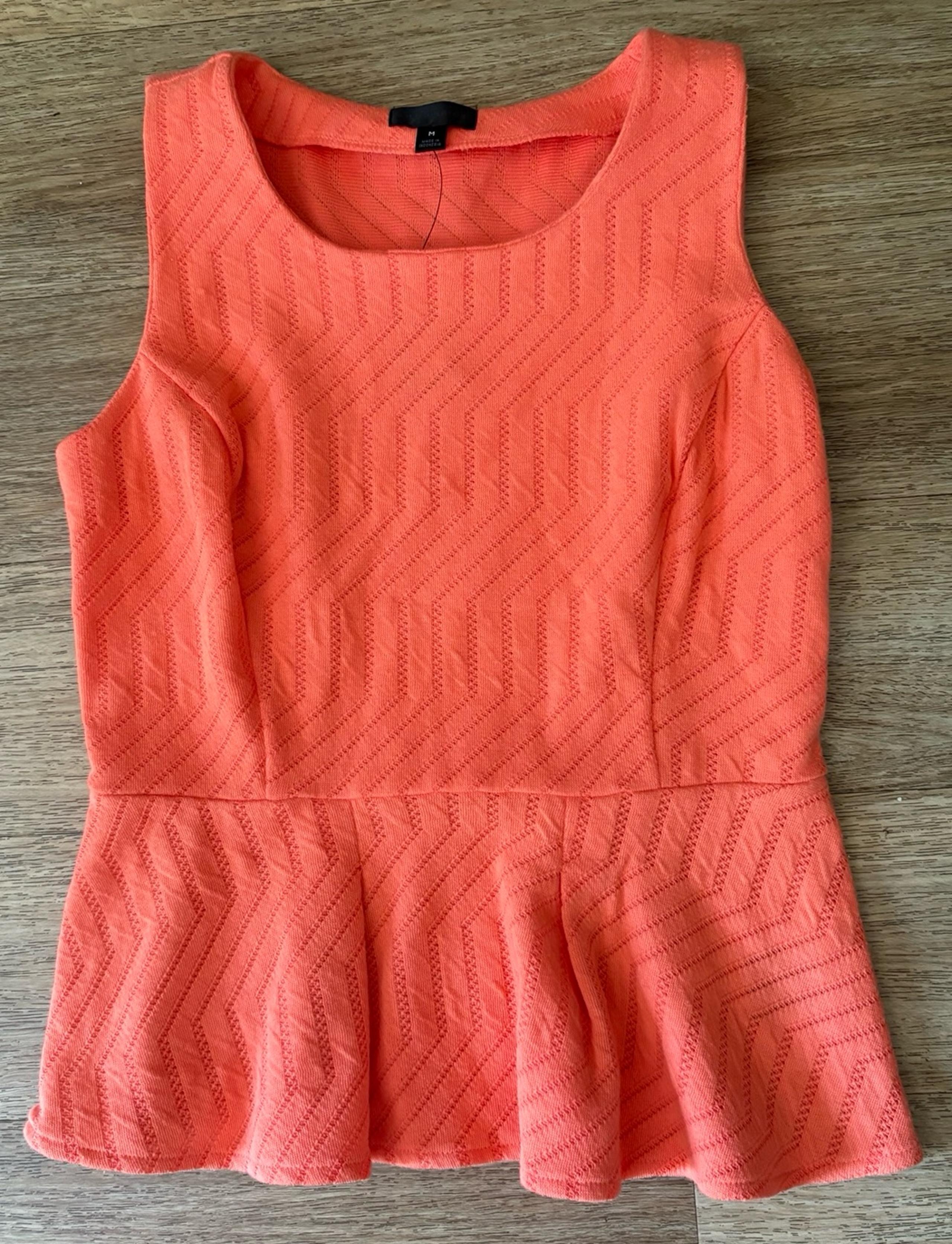 Worthington Womens Orange Sleeveless Round Neck Peplum Blouse Top Medium New.