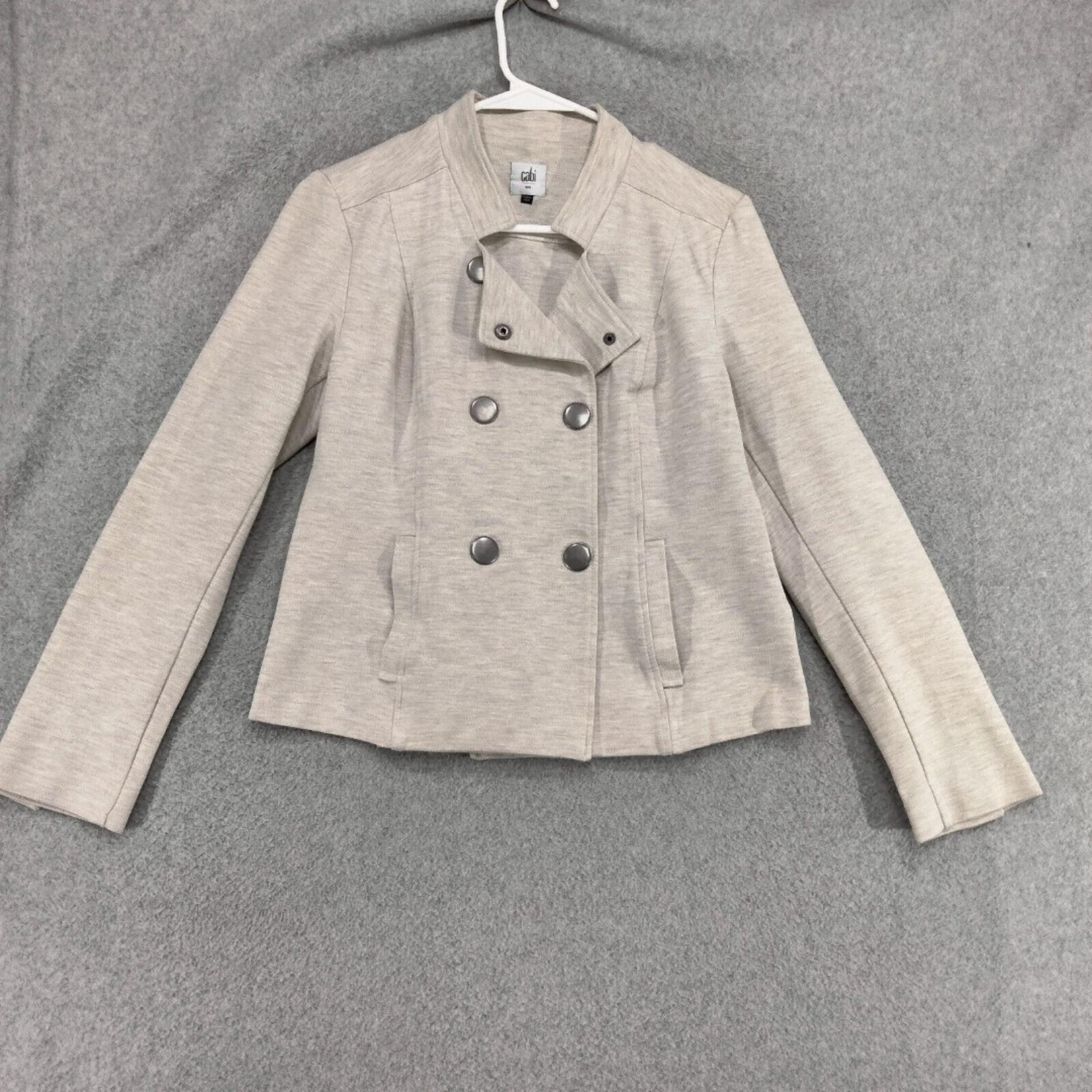 cAbi Charlie Moto Jacket Womens Size Small Beige Heathered Ponte Knit Oatmeal