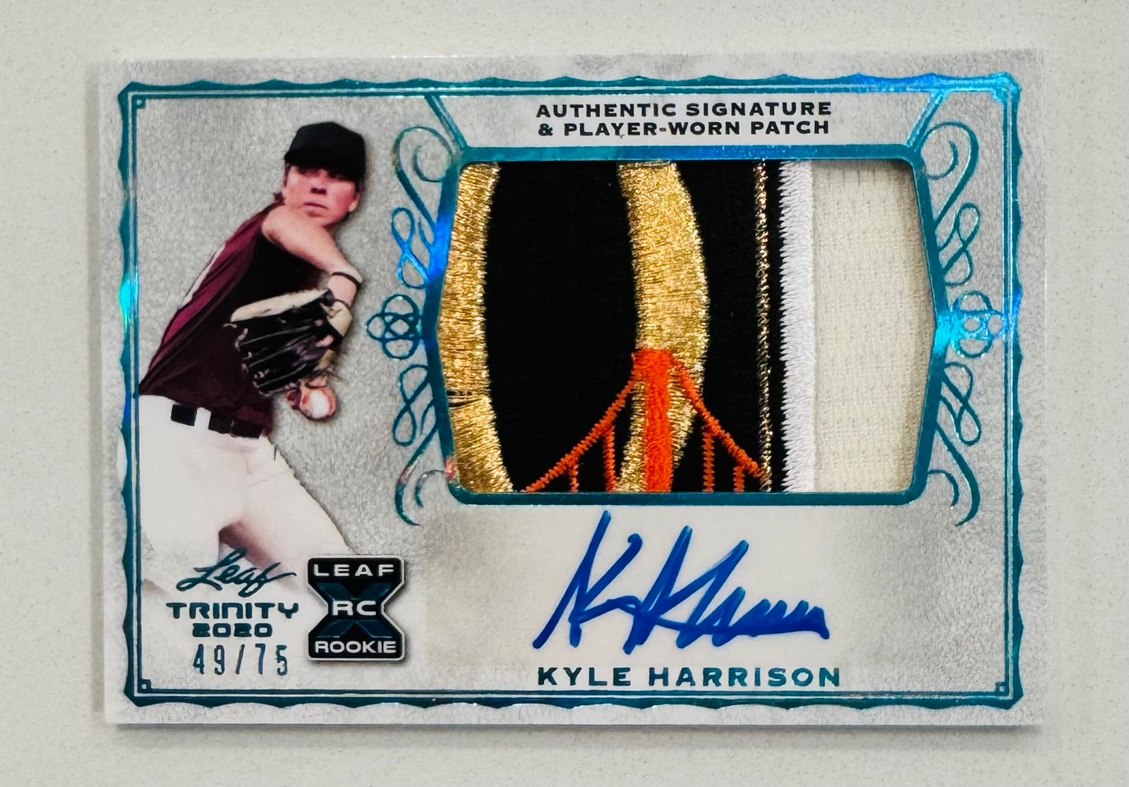 2020 Leaf Trinity Kyle Harrison RPA #/75 4 Color Patch Auto XRC SF Giants
