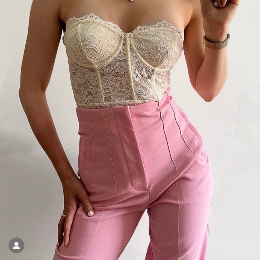 ZARA WOMAN New With Tag HIGH-WAISTED PANTS COLOR: PINK NEW Size SMALL