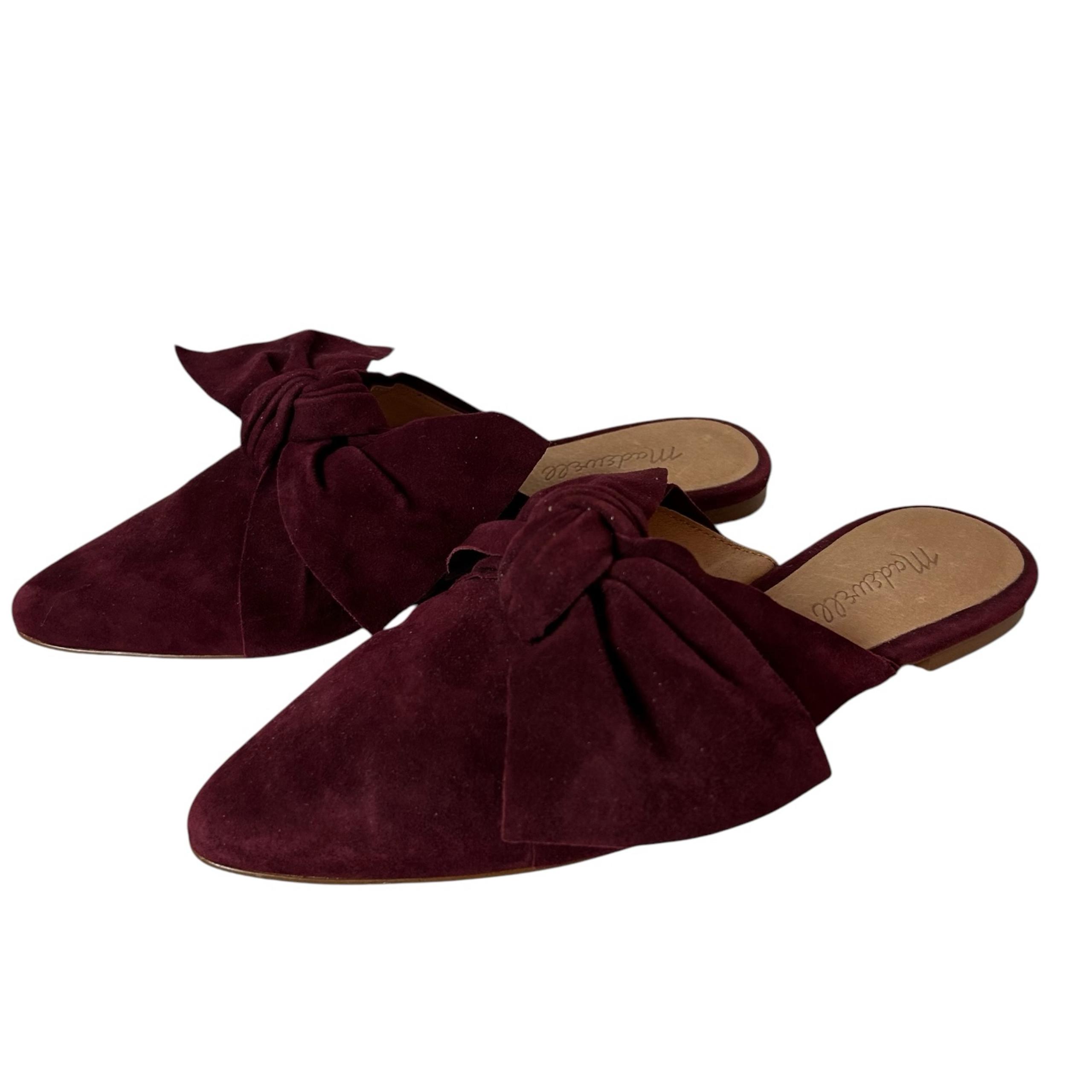 Madewell women’s Pinot Noir Madewell Mules burgundy suede bow size 6.5