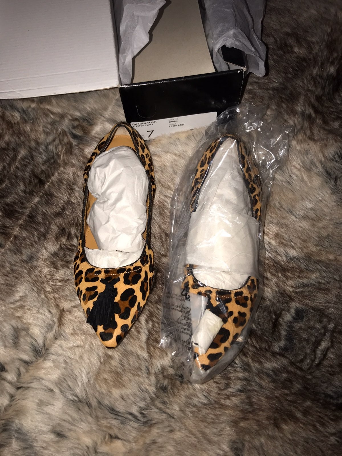 J. Crew calf hair tassel stretch flats