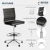 Armless Desk Stool Drafting Chair Ergonomic Fabric Office Chair Modern Standing