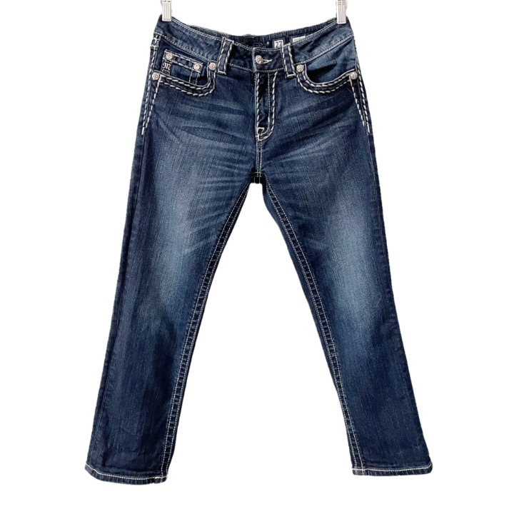 Miss Me Boyfriend Capri Low Rise Jeans Women's Size 27 Back Flap Pockets Stretch