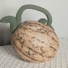 Vtg Ceramic Cantaloupe Melon Pitcher Tea Pot Farm Garden Home Decor Spring Fall
