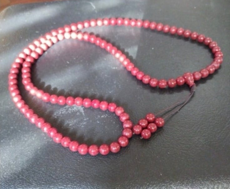 Cinnabar mala beads necklace