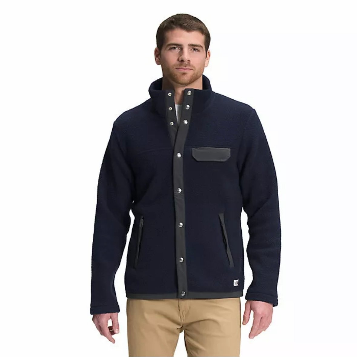 The North Face “Cragmont Snap Front” black sherpa full-button jacket (XL)