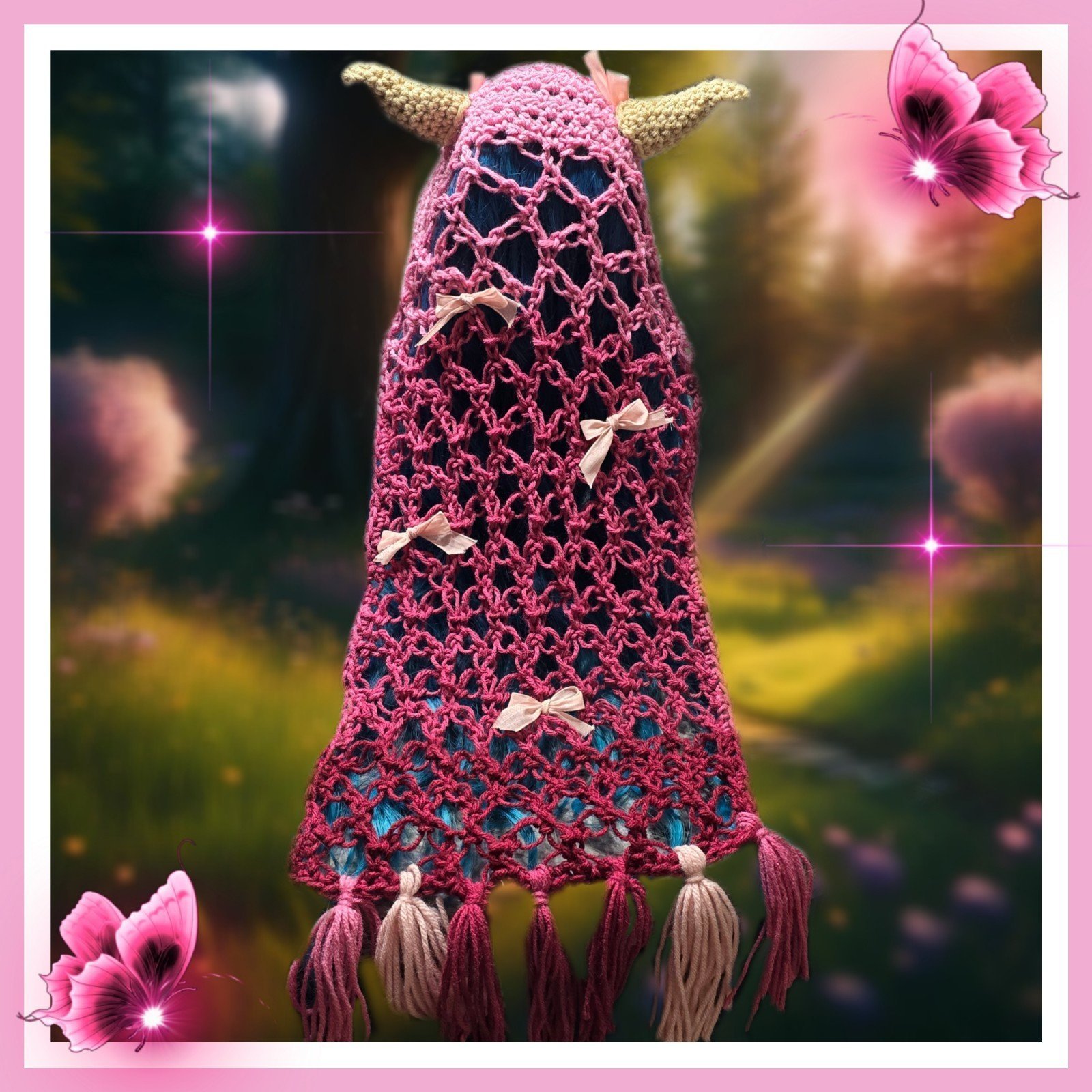 Crocheted Veil with Horns