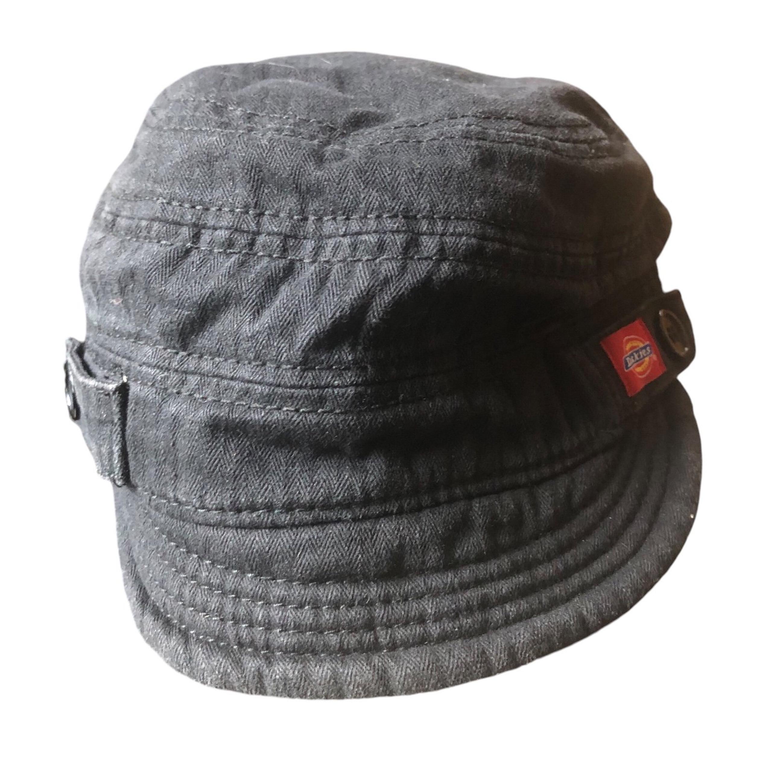 Dickies Boys Black Fitted Stretch Back Tab Button Hat Cap Cotton Logo Age 14 &up
