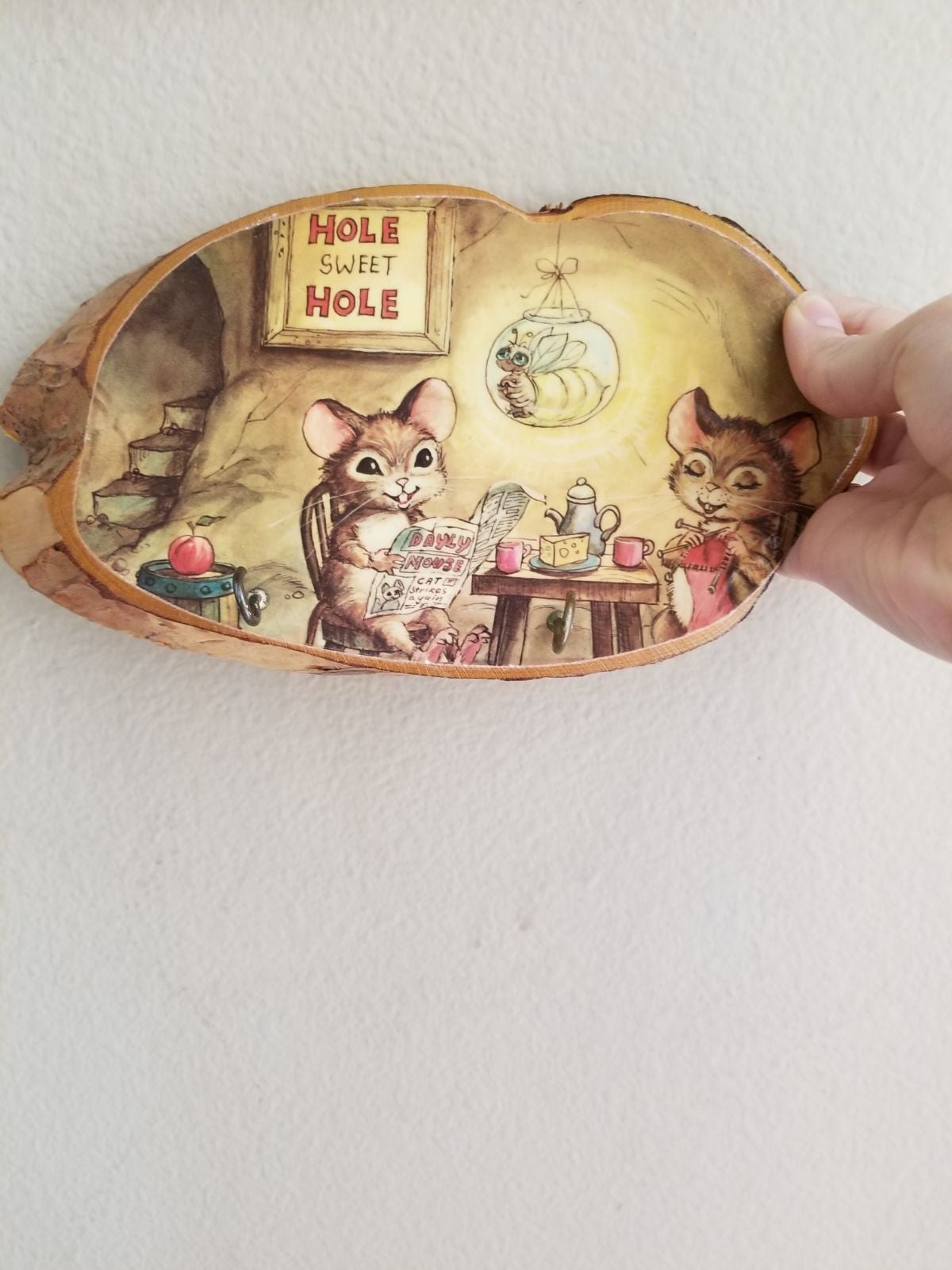 Vintage German Wood Wall Plaque/ Mouse