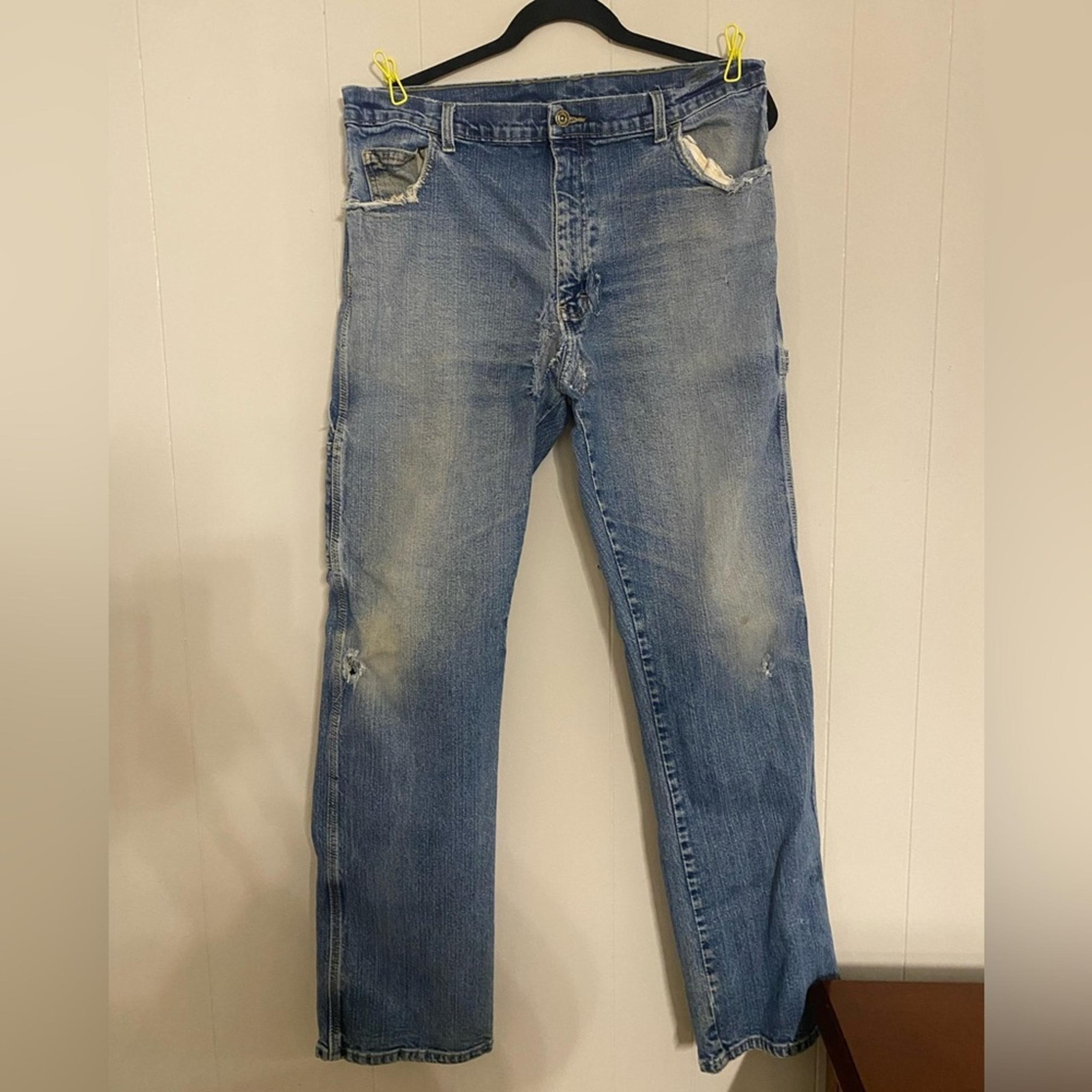 Vintage Dickies Carpenter Jeans Thrashed Sun Bleached Distressed Grunge 36x32