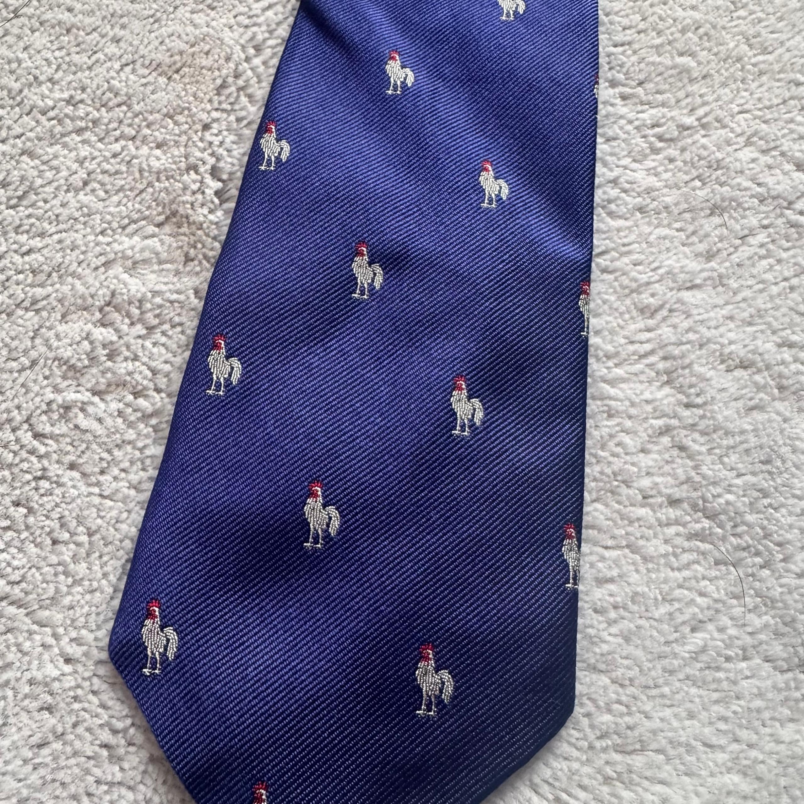 J Crew Blue Rooster Tie English Silk