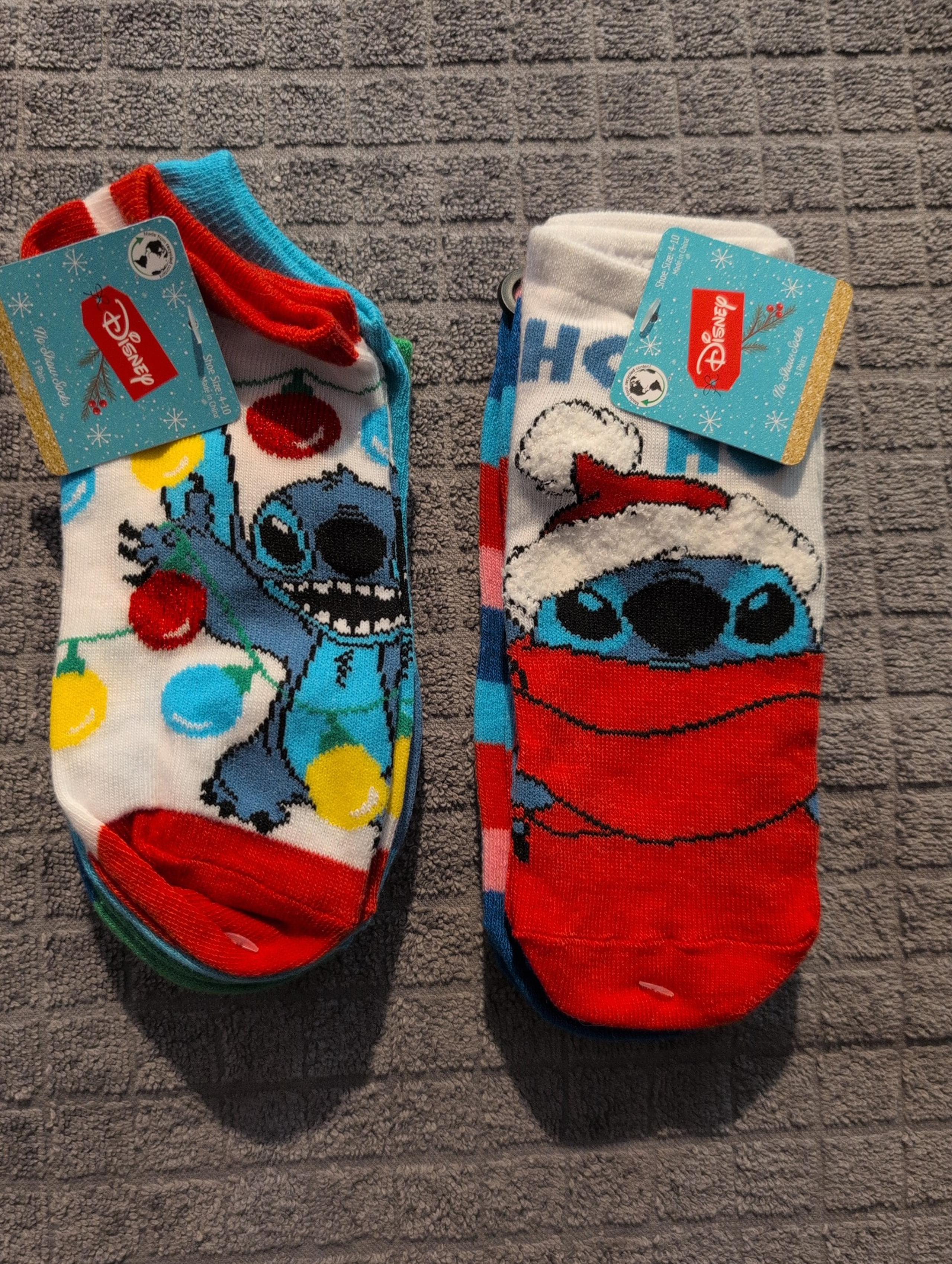 Disney Stitch Socks 6 pair Christmas Holiday Santa