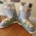 Dalbello women's ski boots size 7-7.5 / mondo 287mm 24-24.5 white/green.