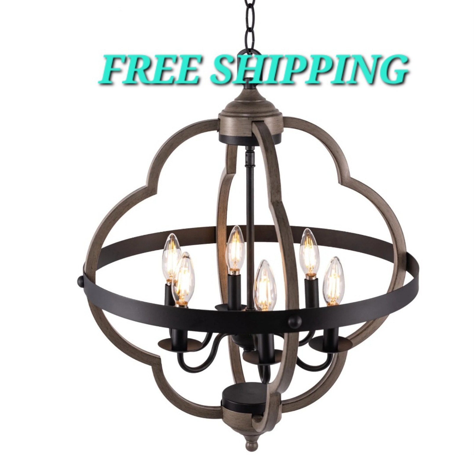 Hanging Pendant 6 light, Farmhouse, Industrial