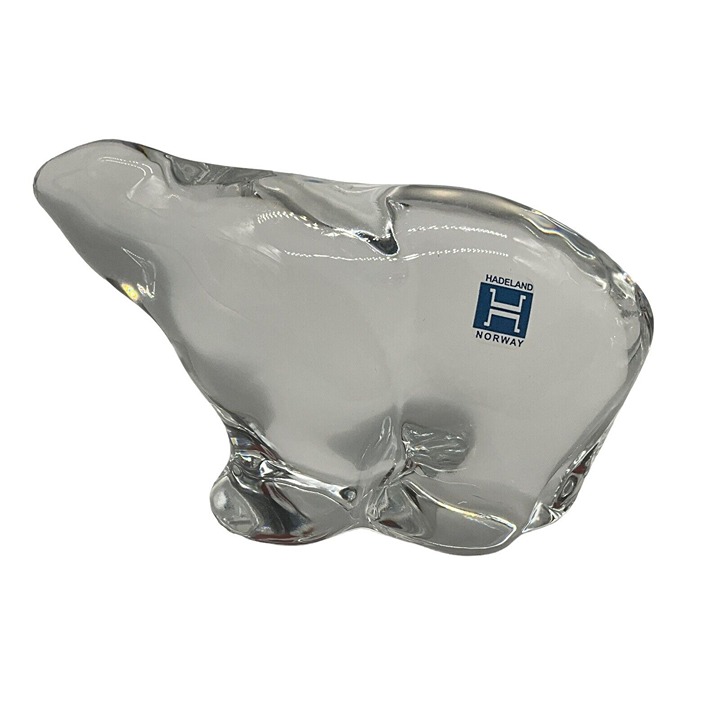 Hadeland Polar Bear Hand Blown Art Glass Figurine Paperweight Made in Norway Vtg