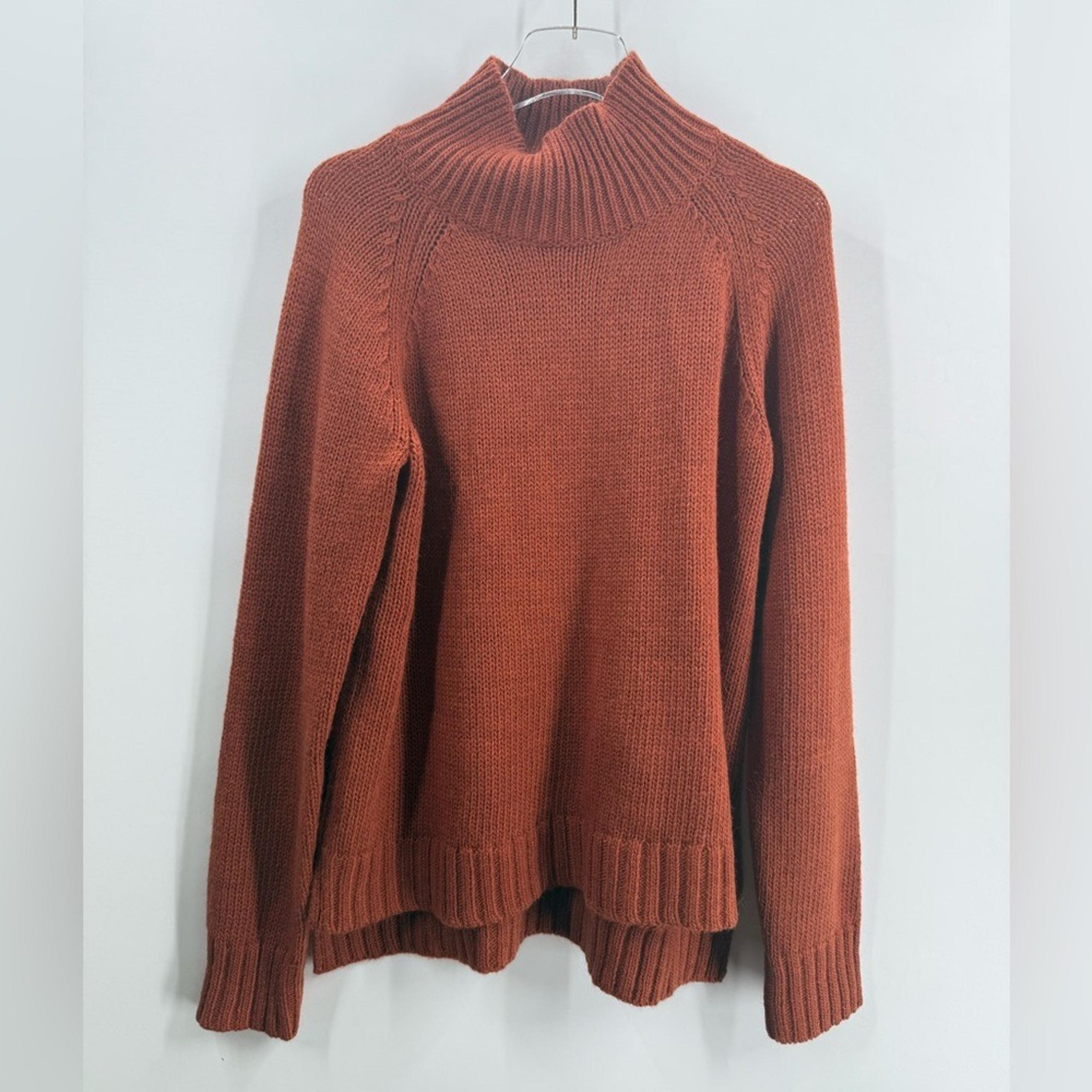 Garnet hill burnt orange turtleneck wool blend sweater size large